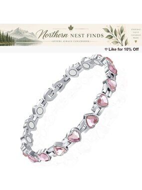 Titanium Steel Magnetic Bracelet Cubic Zirconia Arthritis Therapy Jewelry